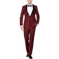 Tuxedo pour hommes à coupe ajustée à 1 bouton en bourgogne - Alberto Nardoni — Costumes et vestons pour hommes