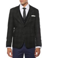 Blazer en Tweed à Motif Fenêtré Coupe Ajustée Noir et Gris pour Hommes — Costumes et vestons pour hommes