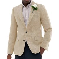 Mens Tweed Herringbone Wool Blazer - Z-Champagne — Mens Suits & Blazers