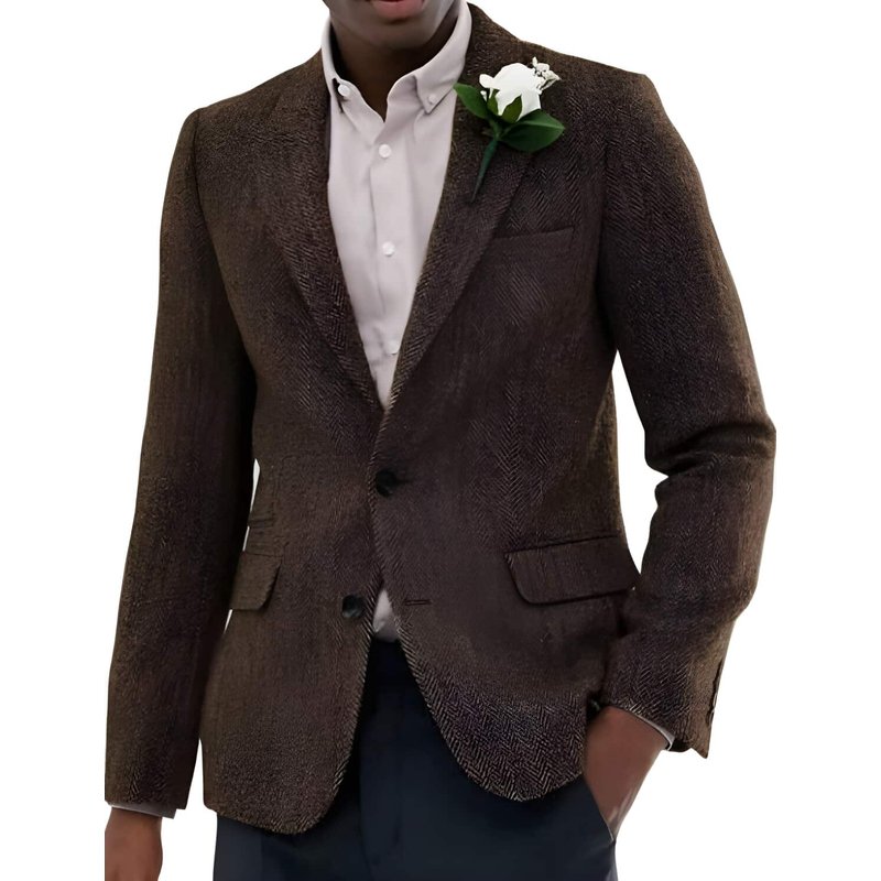 Blazer en Laine Herringbone pour Hommes Alberto Nardoni - Z-Marron Foncé — Costumes et vestons pour hommes