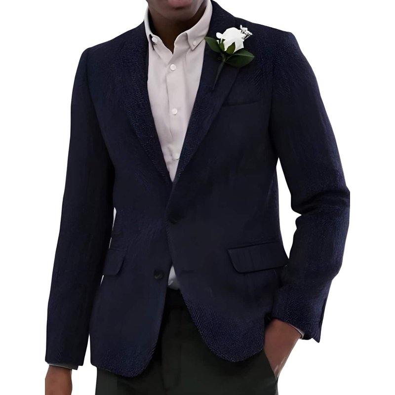 Blazer homme Blazer Tweed Blazer Laine de l'chevrons Blazer - Z-Navy — Costumes et vestons pour hommes