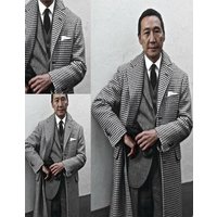 Pardessus en tissu noir et blanc et en cachemire par Alberto Nardoni — Veste d'hiver Hommes