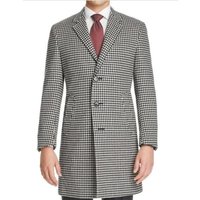 AlbertoNardoniStore Men's Black and White Houndstooth Topcoat