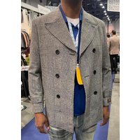 Houndstooth Plaid Peacoat - Gray and Black Wool Car Coat