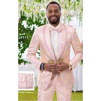 Alberto Nardoni Modern Fit Pink Pattern Tuxedo Blazer — Mens Suits & Blazers