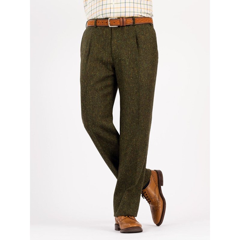 Mens Green Tweed Wool Pants — Fashion Accessories