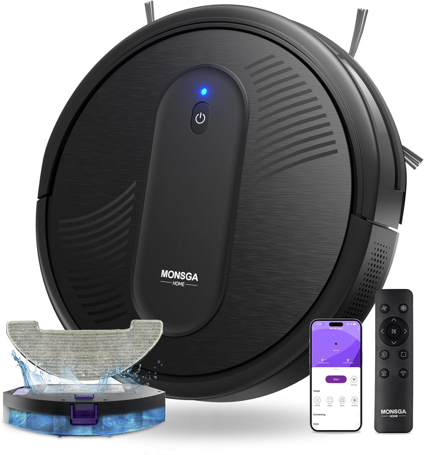 Aspirateur Robot et Balai MONSGA avec Aspiration de 4000Pa et Auto-Recharge — Robot aspirateur