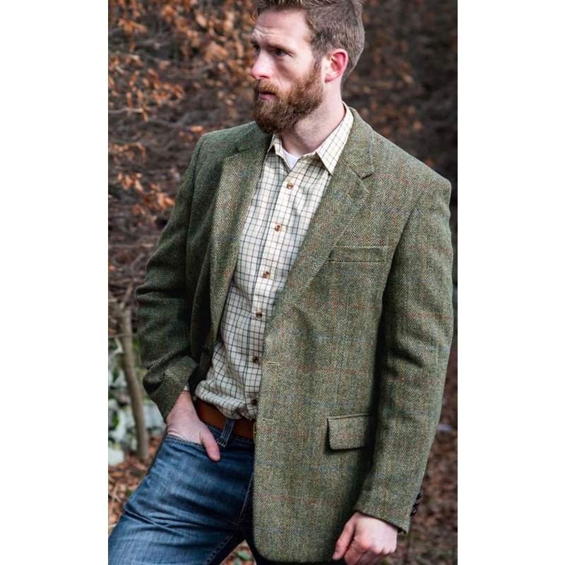 Mens Green Tweed Jacket by AlbertoNardoniStore