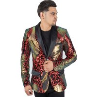 Blazer Tuxedo Noir et Blanc à Paillettes pour Hommes — Costumes et vestons pour hommes
