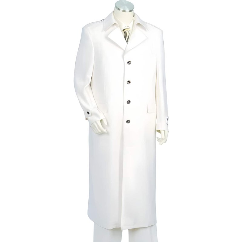 Men's Double Breasted White Coat with Peak Lapel — Fashion Accessories