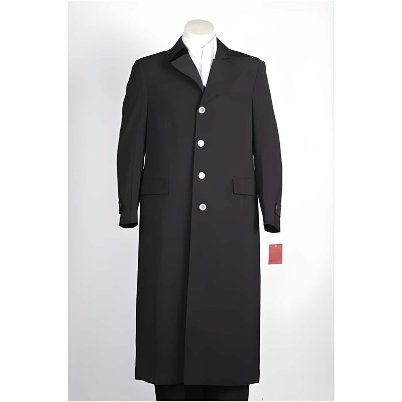 Men's Black Double Breasted Coat with Peak Lapel — Fashion Accessories