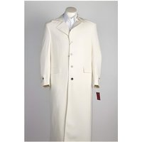 Men's Double Breasted White Coat with Peak Black Lapel — Fashion Accessories