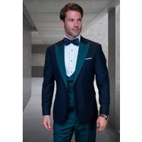 Costume Tuxedo Vert Émeraude avec Gilet et Pantalon