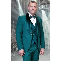 Alberto Nardoni Store Emerald Green Tuxedo with Velvet Lapel — Mens Suits & Blazers