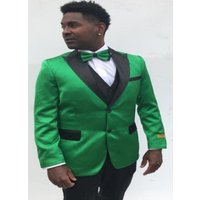 Tuxedo Vert Émeraude avec Gilet Noir et Pantalon — Costumes et vestons pour hommes