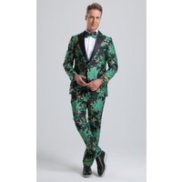 Tuxedo Vert Émeraude et Or à Double Boutonnage — Costumes et vestons pour hommes