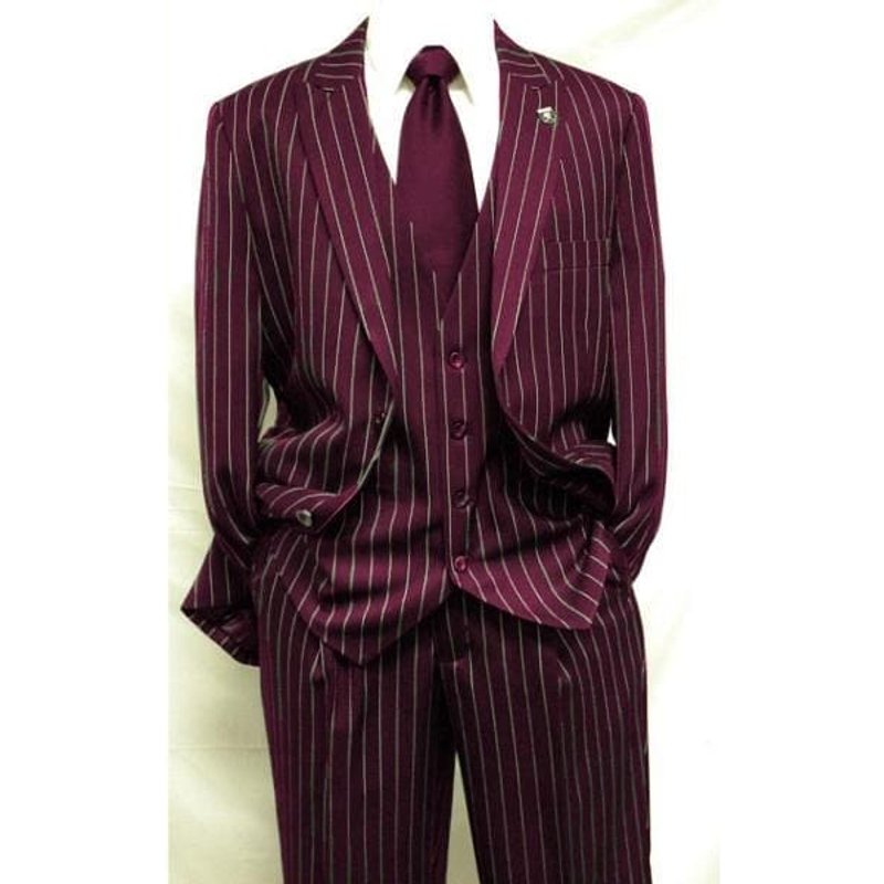 Men's Burgundy Double Breasted Coat with Peak Lapel — Fashion Accessories