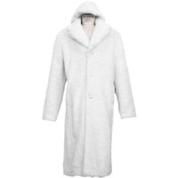 Men's White Double Breasted Coat with Peak Black Lapel — Fashion Accessories
