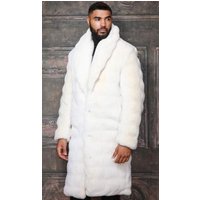 Men's Double Breasted White Coat with Peak Black Lapel