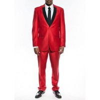 Alberto Nardoni Men's Two Button Shawl Trim Lapel Slim Fit Suit