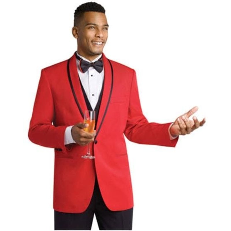 Costume formel pour hommes rouge avec revers noir et pantalons — Costumes et vestons pour hommes