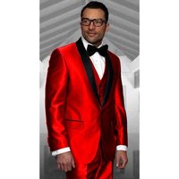 Alberto Nardoni Holiday Suit - Shiny Red Tuxedo Jacket & Pants
