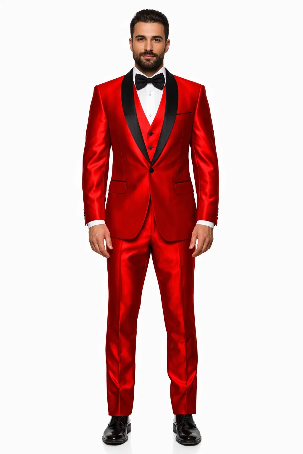 Alberto Nardoni Costume des Fêtes - Tuxedo Rouge Brillant avec Pantalon — Costumes et vestons pour hommes
