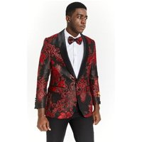 Holiday Suit - Christmas Blazer Big And Tall Tuxedo - Red And Black