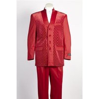 Holiday Suit - Red Mandarin Collar Tuxedo for Formal Events — Mens Suits & Blazers