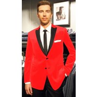 Holiday Suit - Men's Velvet Blazer Jacket with Notch Collar