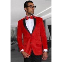 Alberto Nardoni Men's Red Velvet Tuxedo Blazer — Mens Suits & Blazers