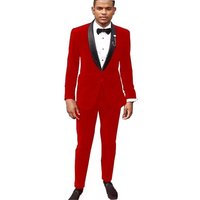 Holiday Suit - Red Tuxedo Jacket and Velvet Pants for Men