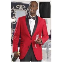 Alberto Nardoni Holiday Suit - Men's Red Tuxedo with Black Lapel