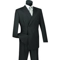 Veste à double boutonnage en pinstripe noire pour homme — Costumes et vestons pour hommes