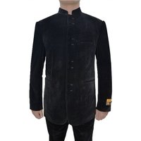 Tuxedo Noir en Velours à Col Mandarin 8 Boutons pour Hommes — Costumes et vestons pour hommes