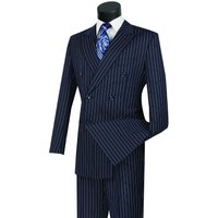 Navy Blue Double Breasted Pinstripe Gangster Suit for Men