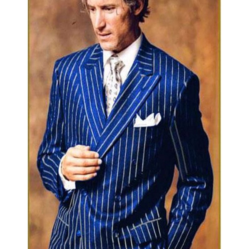 Costume de gangster - Costume de gangster - Costume de mafia pour hommes Double rainure de gangster en royal et blanc — Costumes et vestons pour hommes