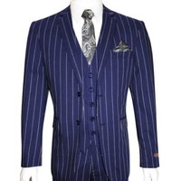 Alberto Nardoni Men's 2 Button Gangster Pinstripe Suit — Mens Suits & Blazers