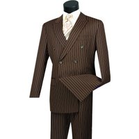 Alberto Nardoni Men's Double Breasted Brown Pinstripe Gangster Suit — Mens Suits & Blazers