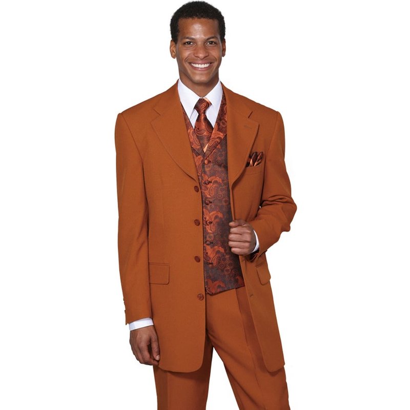 Costume Gangster - Veste à Revers Large de 4 Boutons Couleur Rouille — Costumes et vestons pour hommes