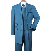 Veste de gangster turquoise pour hommes avec gilet à double boutonnage — Costumes et vestons pour hommes
