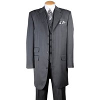 Gangster Suit - Ton on Ton Stripe Grey Zoot Suit for Men — Mens Suits & Blazers