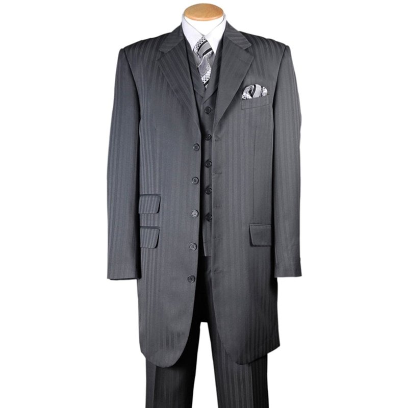 Gangster Suit - Ton on Ton Stripe Grey Zoot Suit for Men