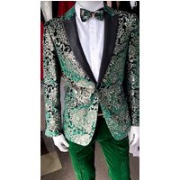 Blazer Vert et Or - Tuxedo Vert Émeraude