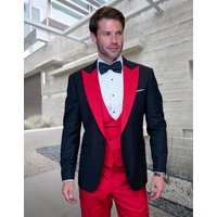 Alberto Nardoni Men's 1 Button Tuxedo with Contrast Peak Lapel — Mens Suits & Blazers
