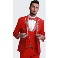 Tuxedo Rouge pour Hommes avec Revers en Paisley Floral — Costumes et vestons pour hommes