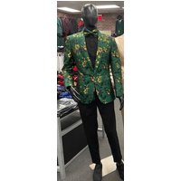 Veste de dîner en vert émeraude et or - Blazer Aguesta vert — Costumes et vestons pour hommes