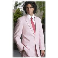 Alberto Nardoni Men's Red Seersucker Suit (Jacket + Pants) — Mens Suits & Blazers