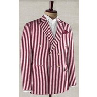 Alberto Nardoni Men's Double Breasted Seersucker Blazer - Red — Mens Suits & Blazers