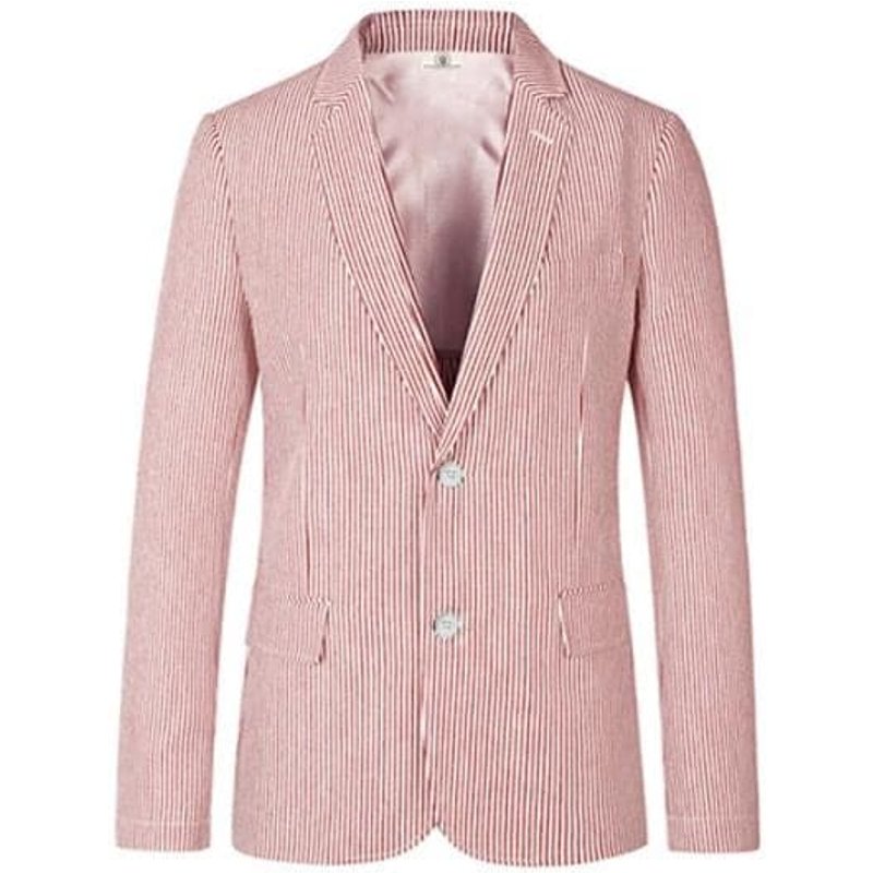 Blazer Rayé Rouge et Blanc en Seersucker pour Hommes — Costumes et vestons pour hommes